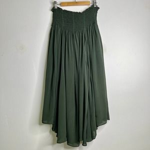 Laurence Bras Maxi Skirt Smocked Waist Pleated Details Flowy Green Size 4